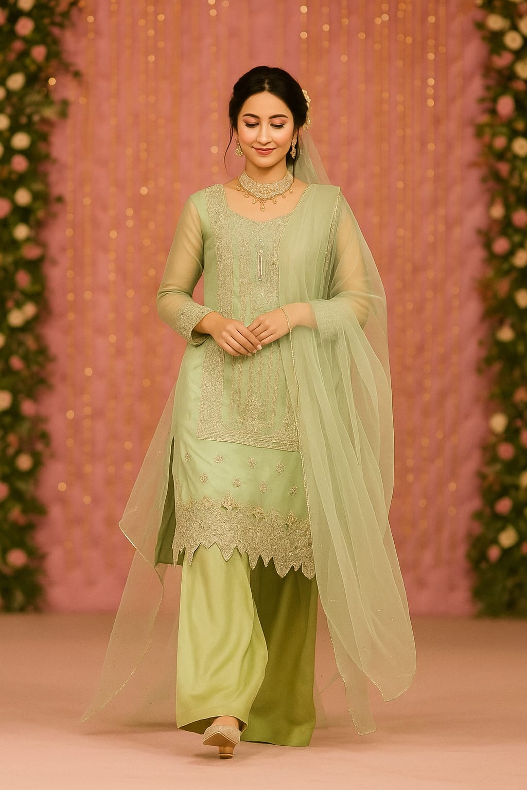Light Green Linning Bridal Party Dress - Image 3