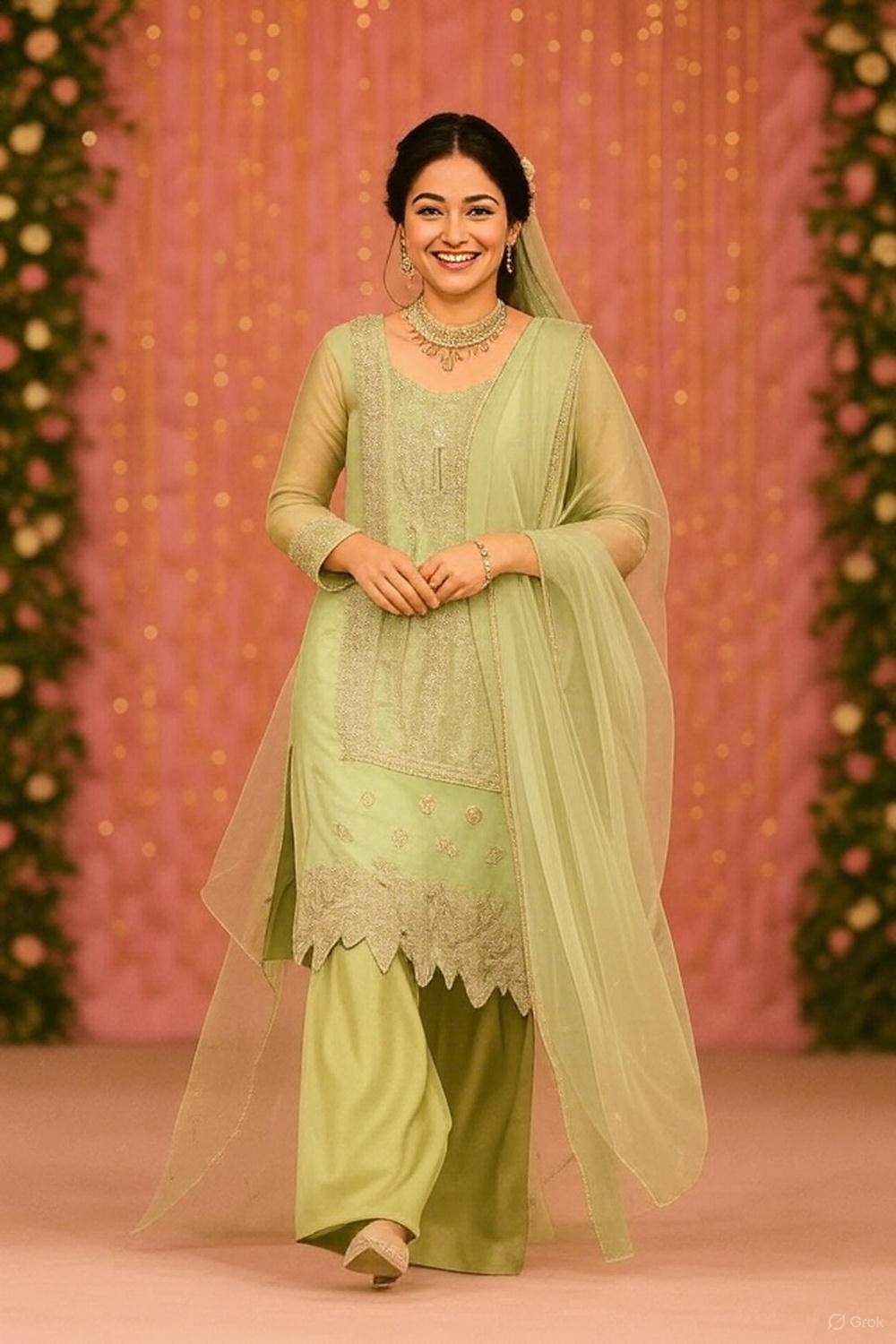 Light Green Linning Bridal Party Dress - Image 4